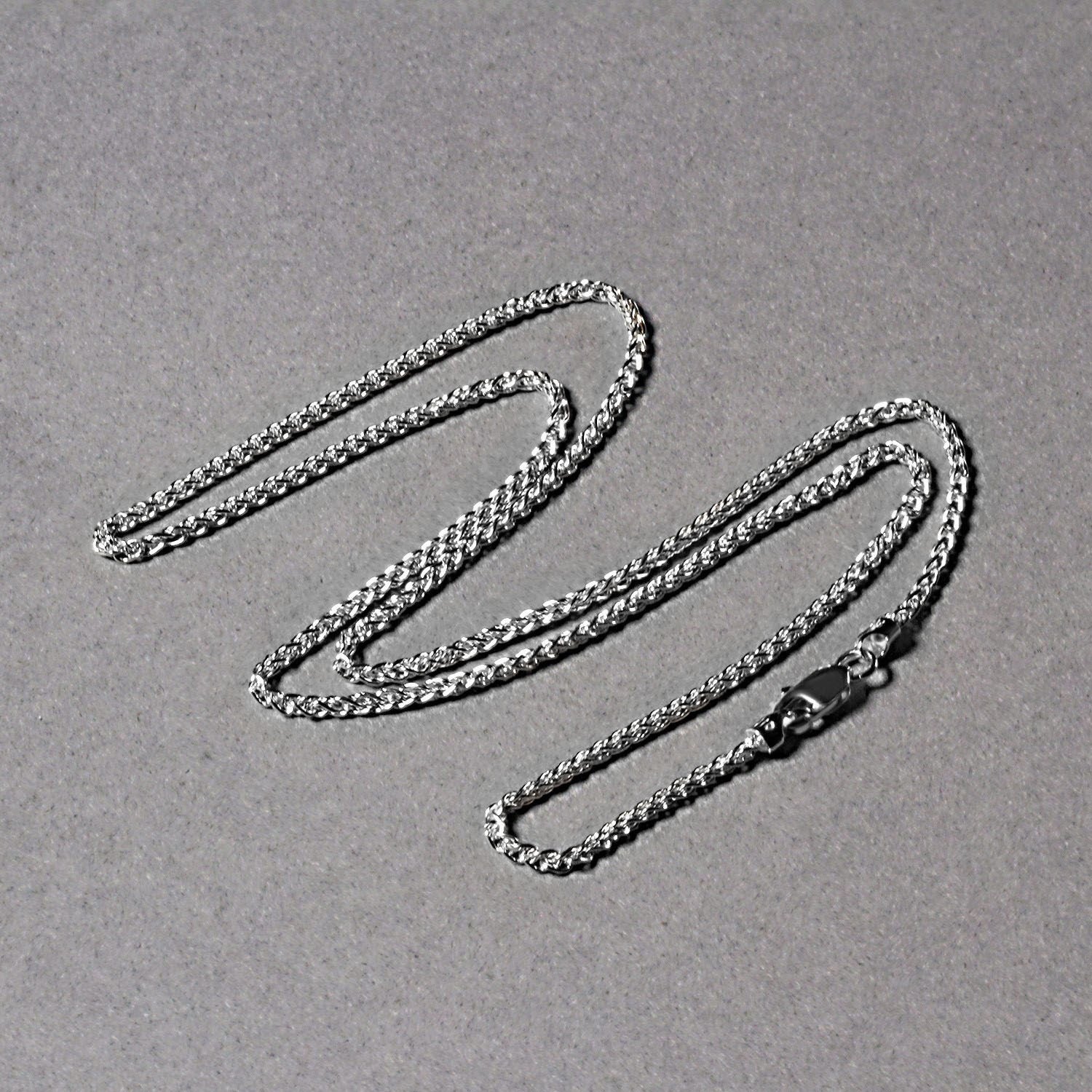 14K White Gold Round Wheat Chain – 1.50mm, Solid Gold