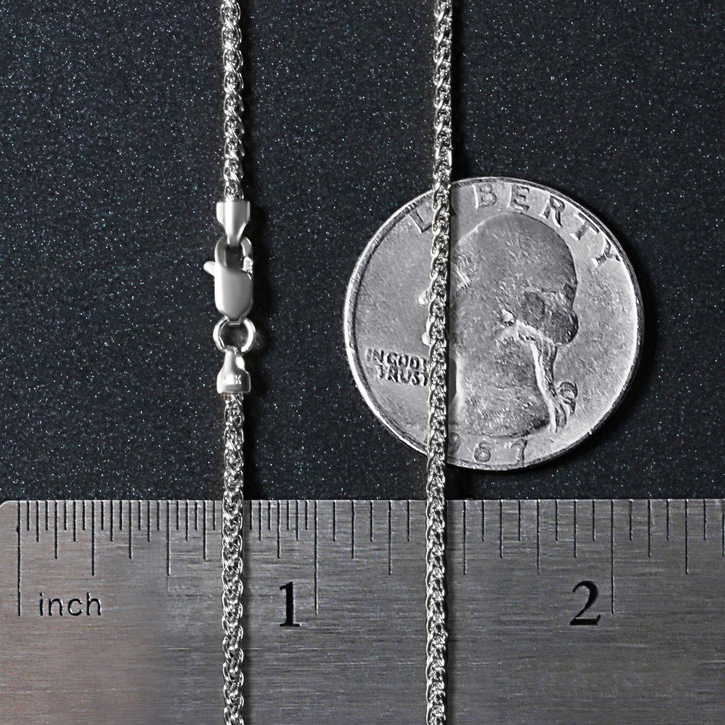 14K White Gold Round Wheat Chain Necklace (1.50 mm)