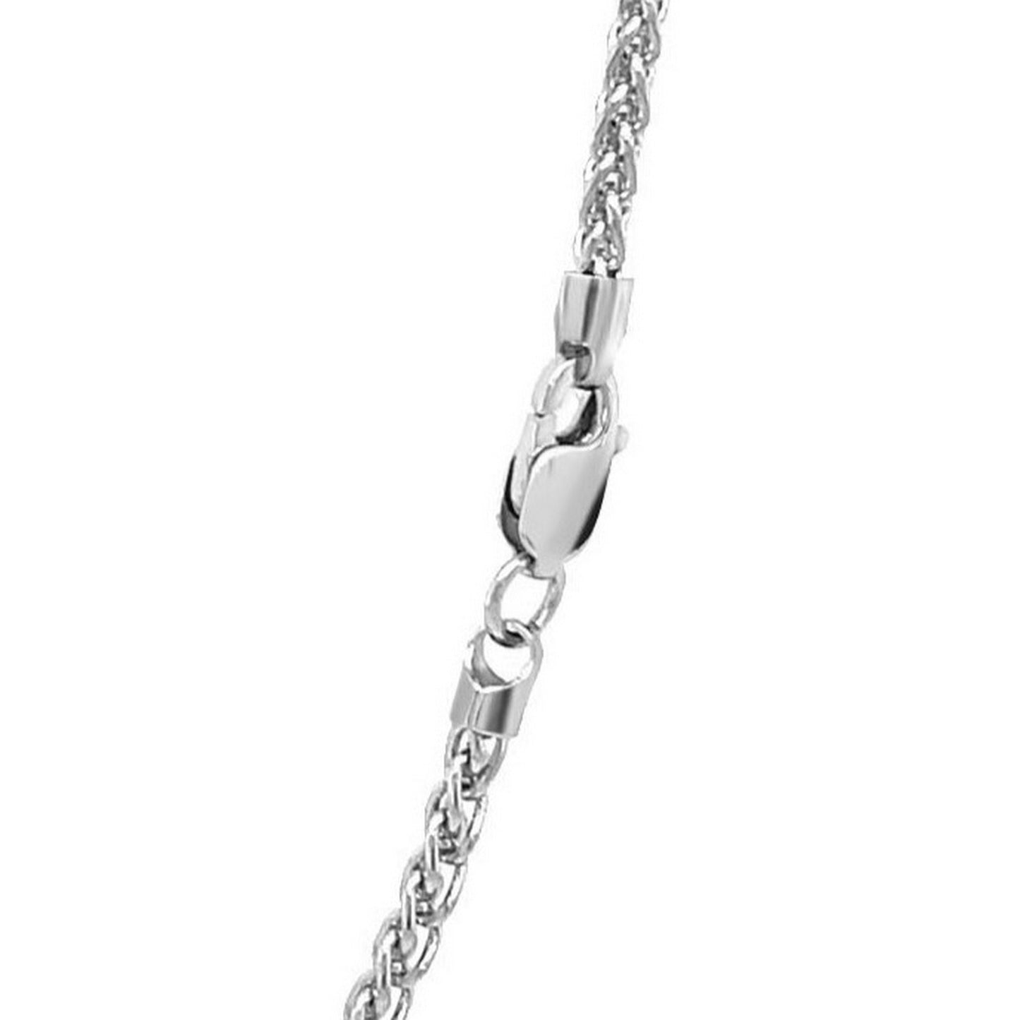 14K White Gold Round Wheat Chain Necklace (1.50 mm)