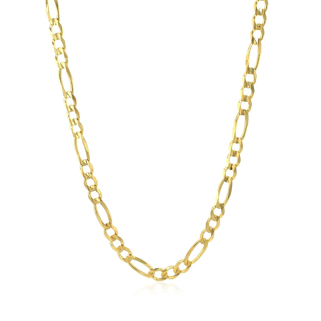 10K Yellow Gold Solid Figaro Chain – 3.70mm, Solid Gold