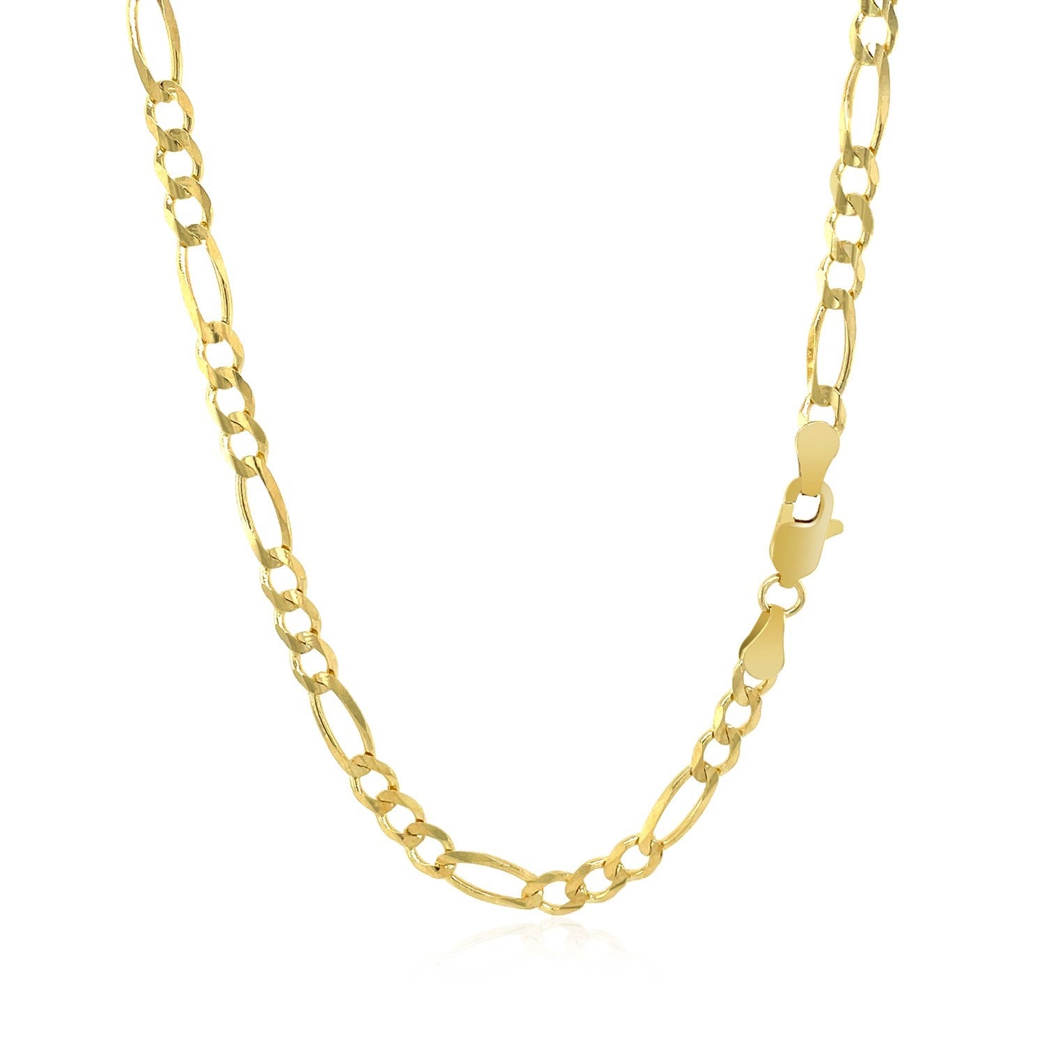 10K Yellow Gold Solid Figaro Chain – 3.70mm, Solid Gold