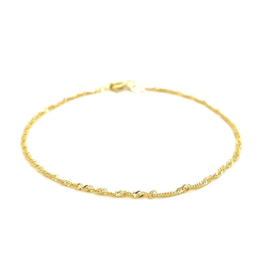 10K Yellow Gold Singapore Anklet (1.50 mm)