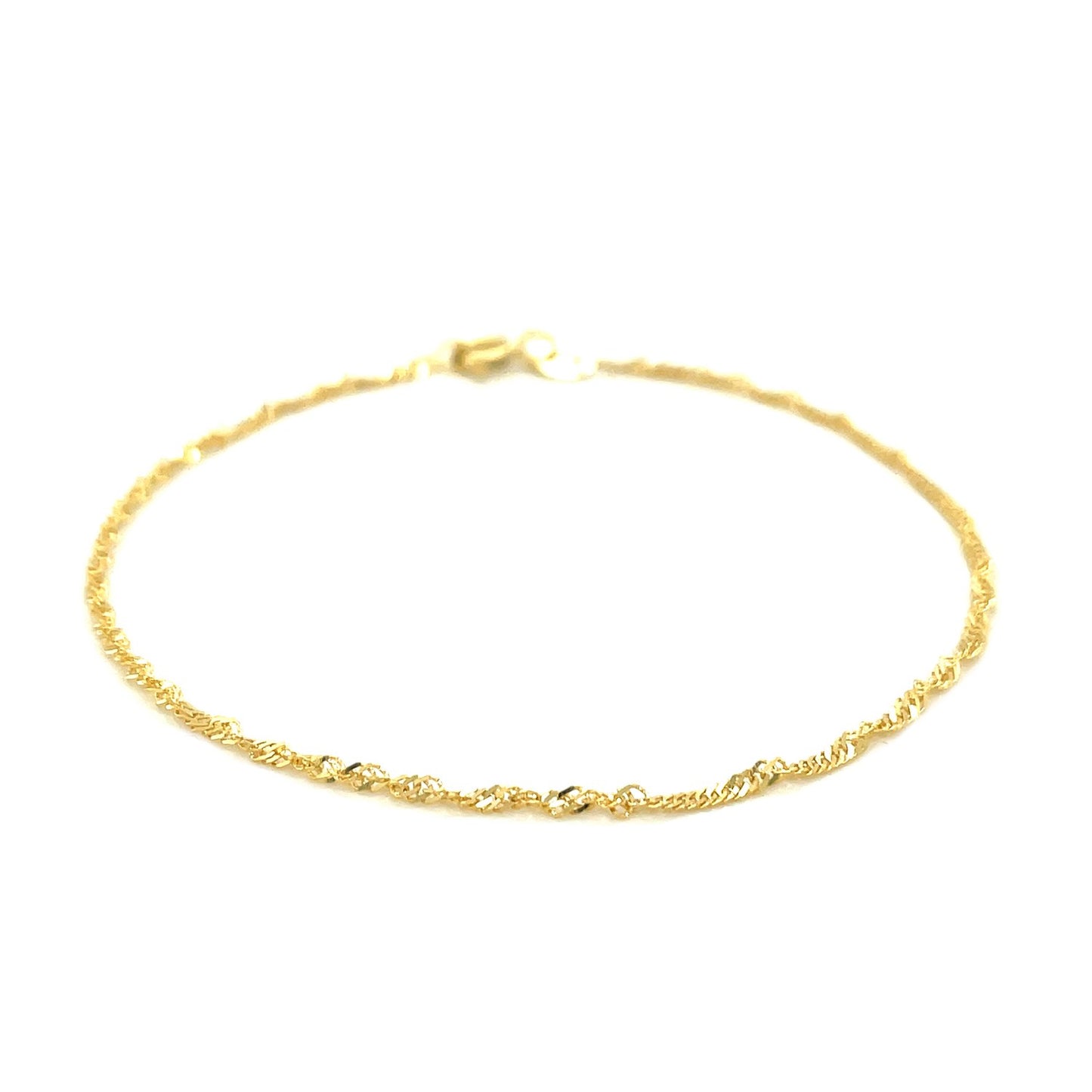 10K Yellow Gold Singapore Anklet (1.50 mm)
