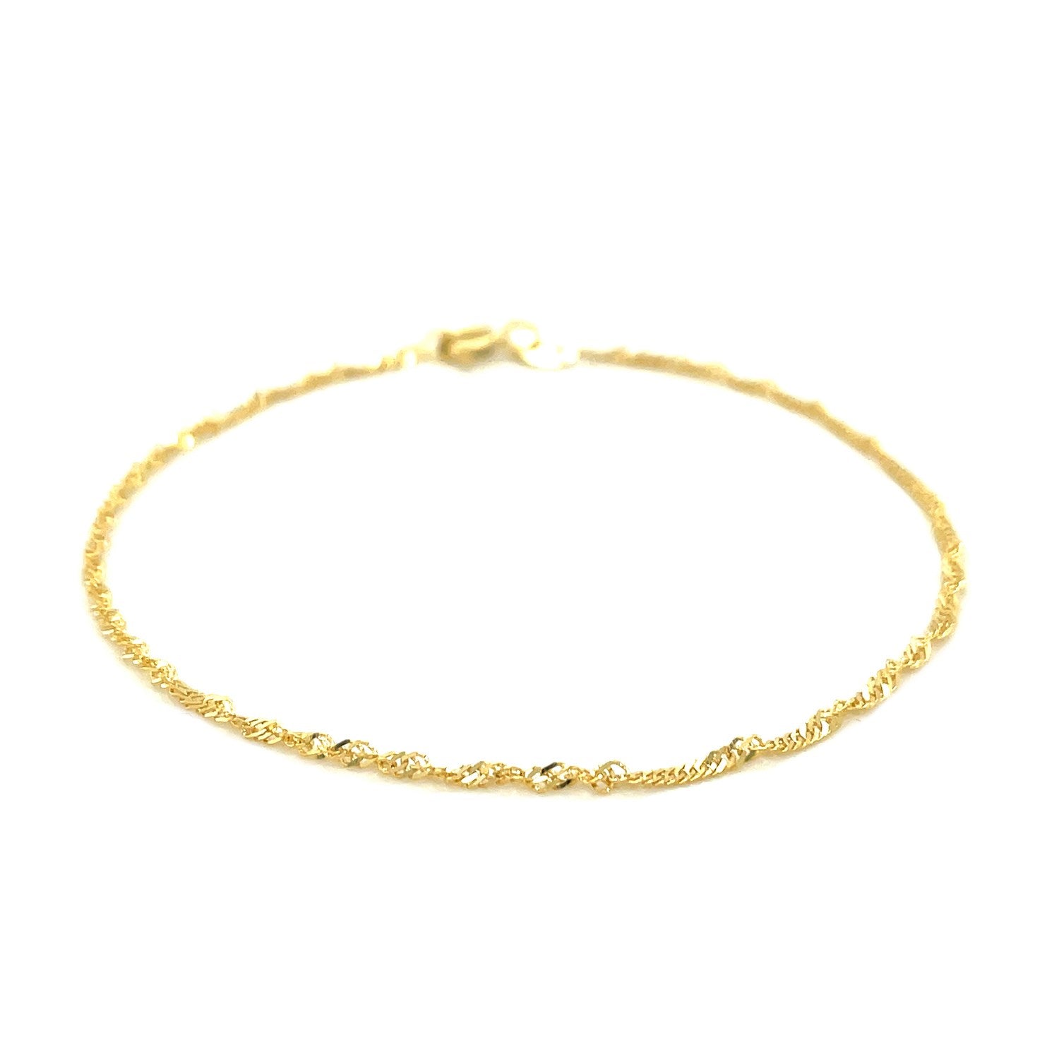 10K Yellow Gold Singapore Anklet (1.50 mm)