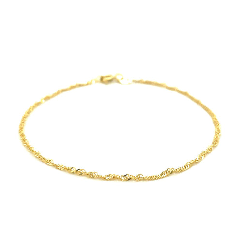 10K Yellow Gold Singapore Anklet (1.50 mm)