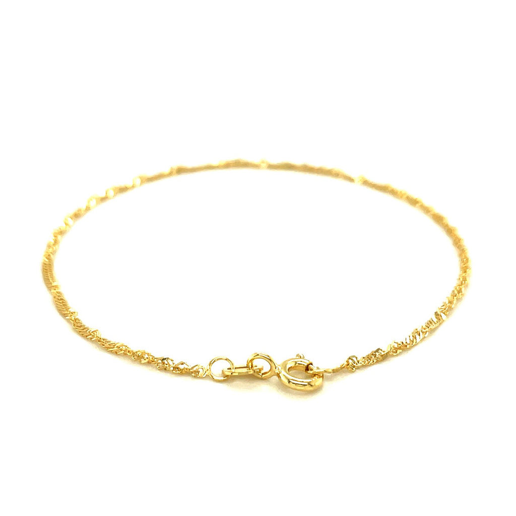 10K Yellow Gold Singapore Anklet (1.50 mm)