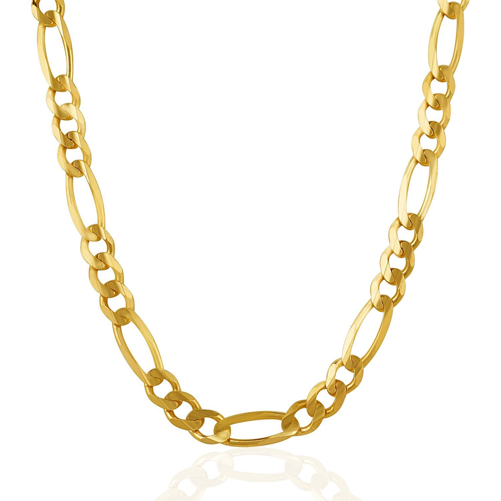 10K Yellow Gold Solid Figaro Chain – 6.60mm, Solid Gold