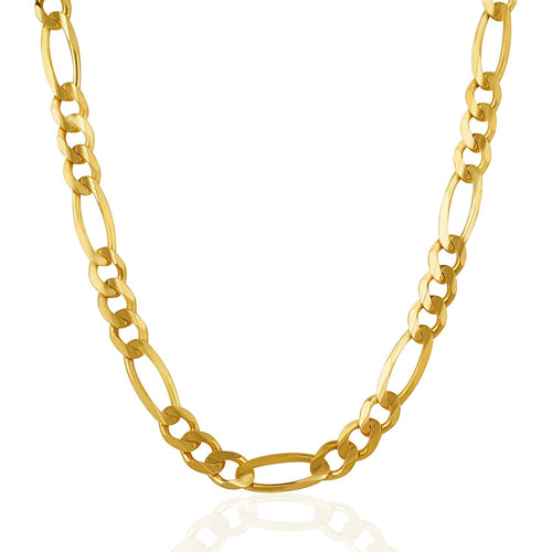 10K Yellow Gold Solid Figaro Chain – 6.60mm, Solid Gold
