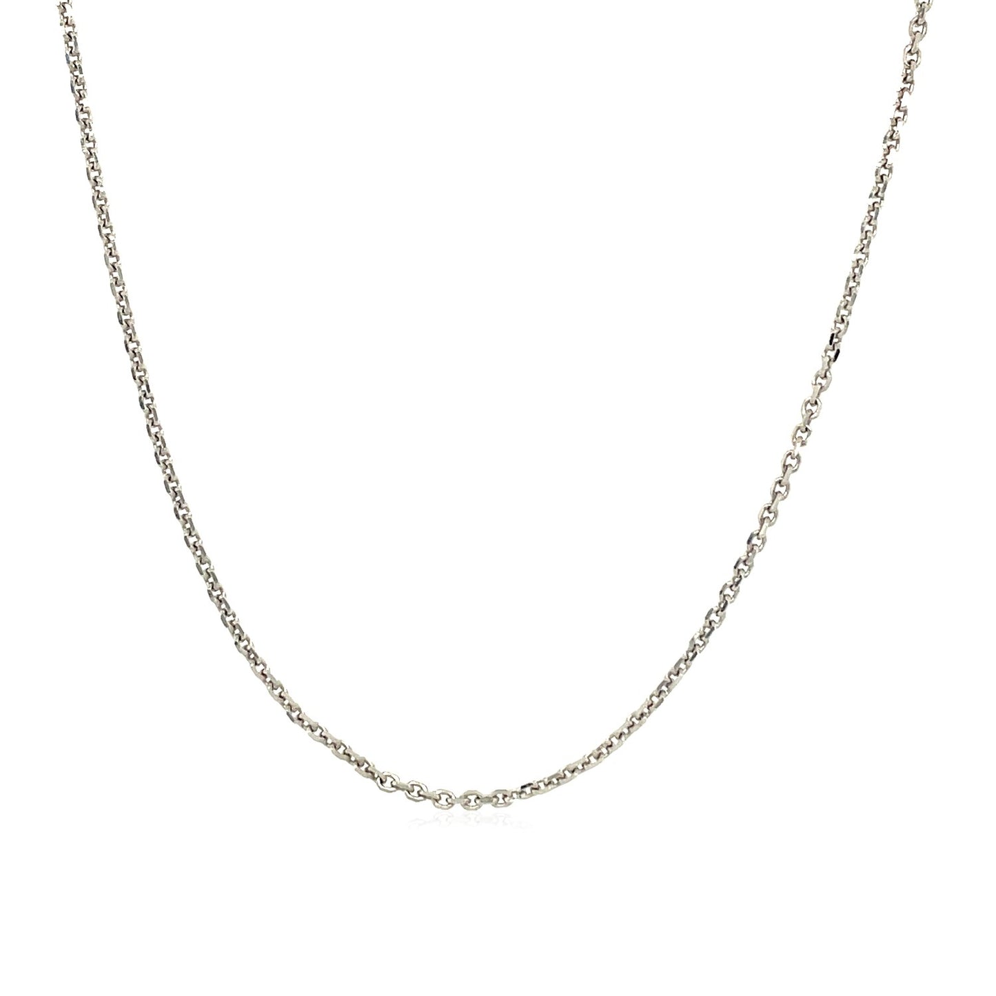14K White Gold Adjustable Cable Chain Necklace with Heart Dangle (1.10 mm)