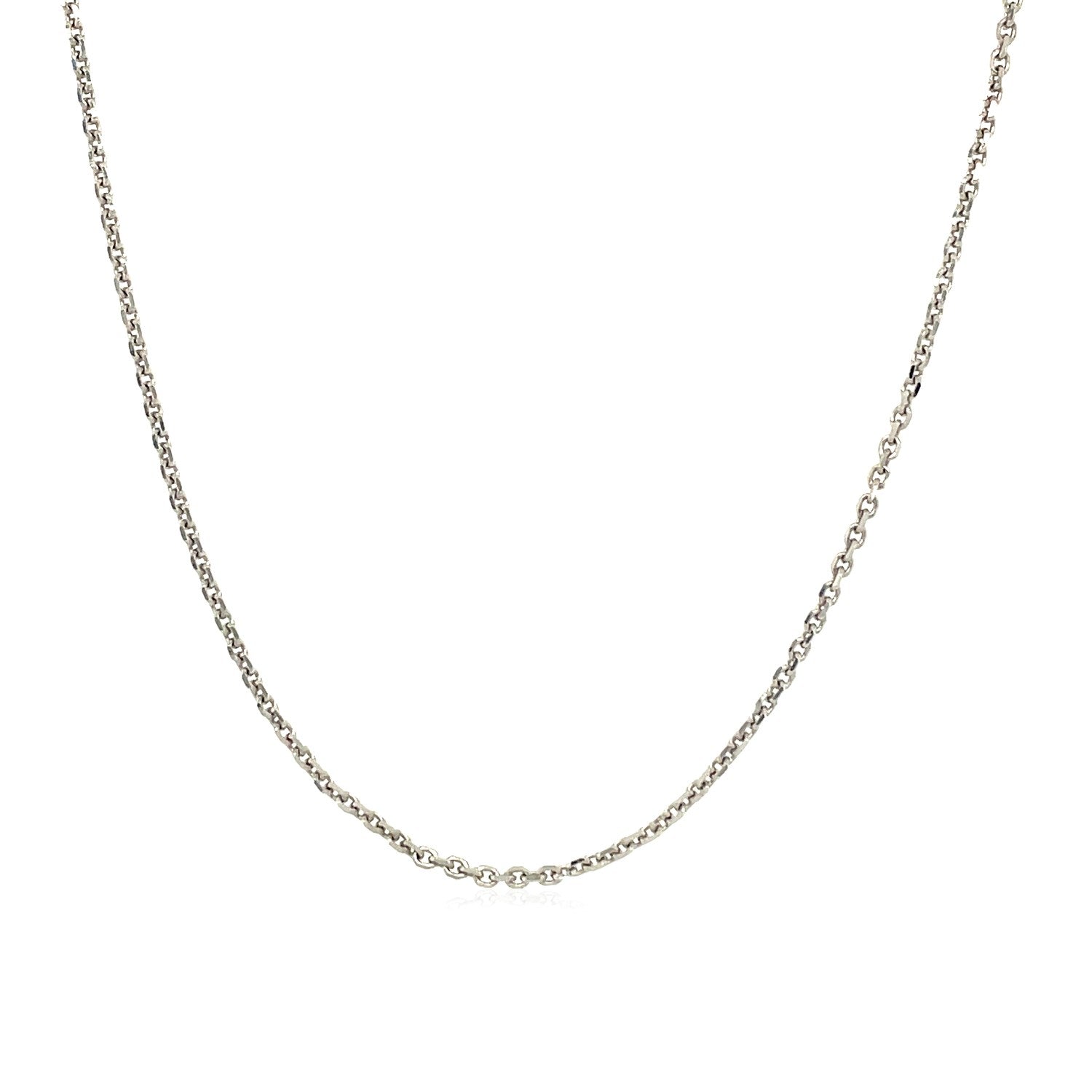 14K White Gold Adjustable Cable Chain Necklace with Heart Dangle (1.10 mm)