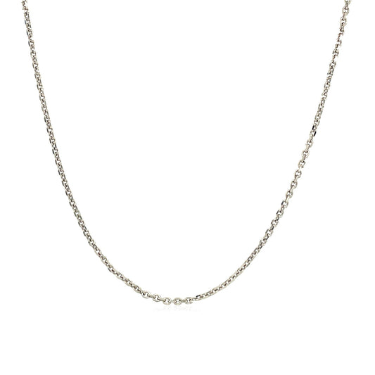 14K White Gold Adjustable Cable Chain Necklace with Heart Dangle (1.10 mm)