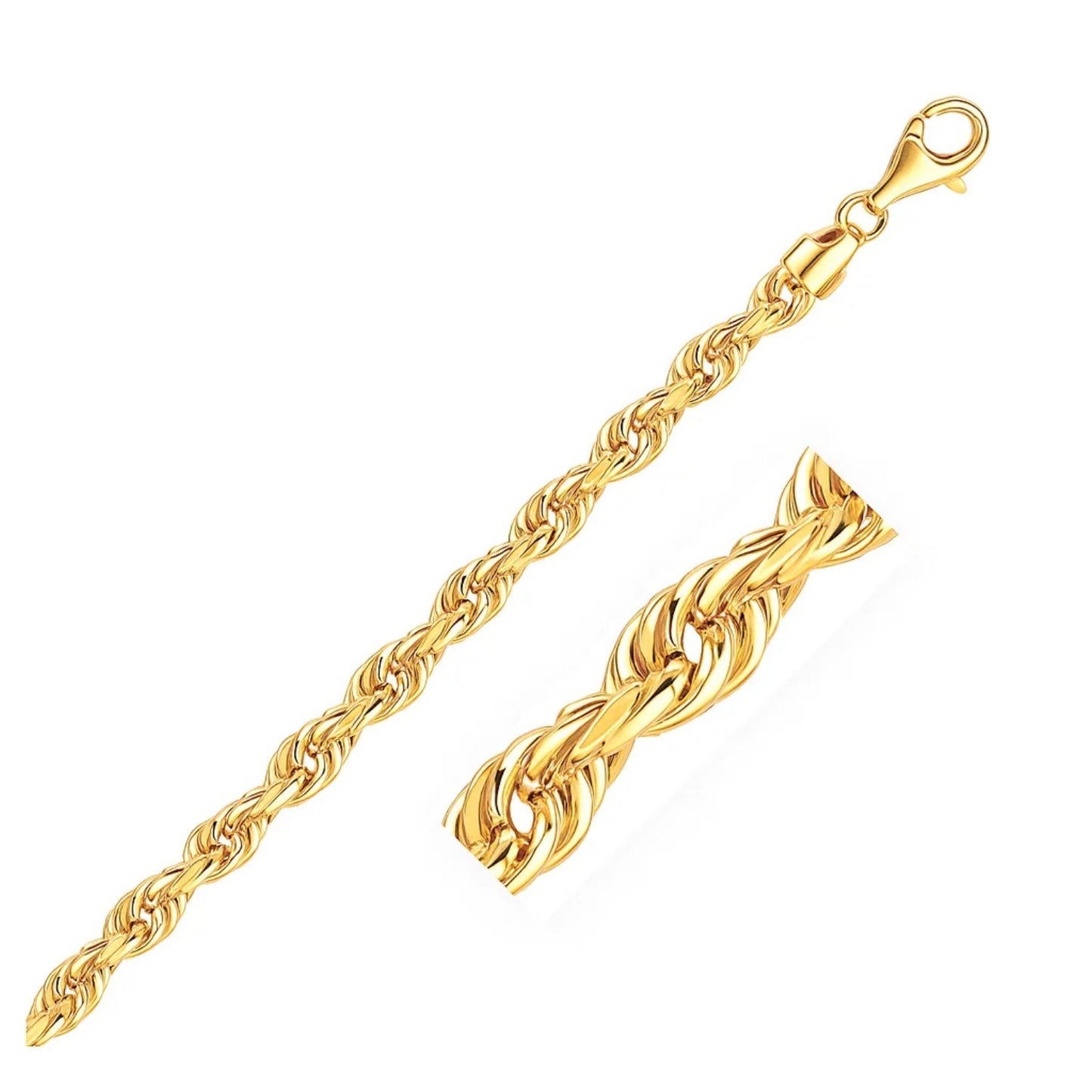 14K Yellow Gold Solid Diamond Cut Rope Bracelet (5.00 mm)