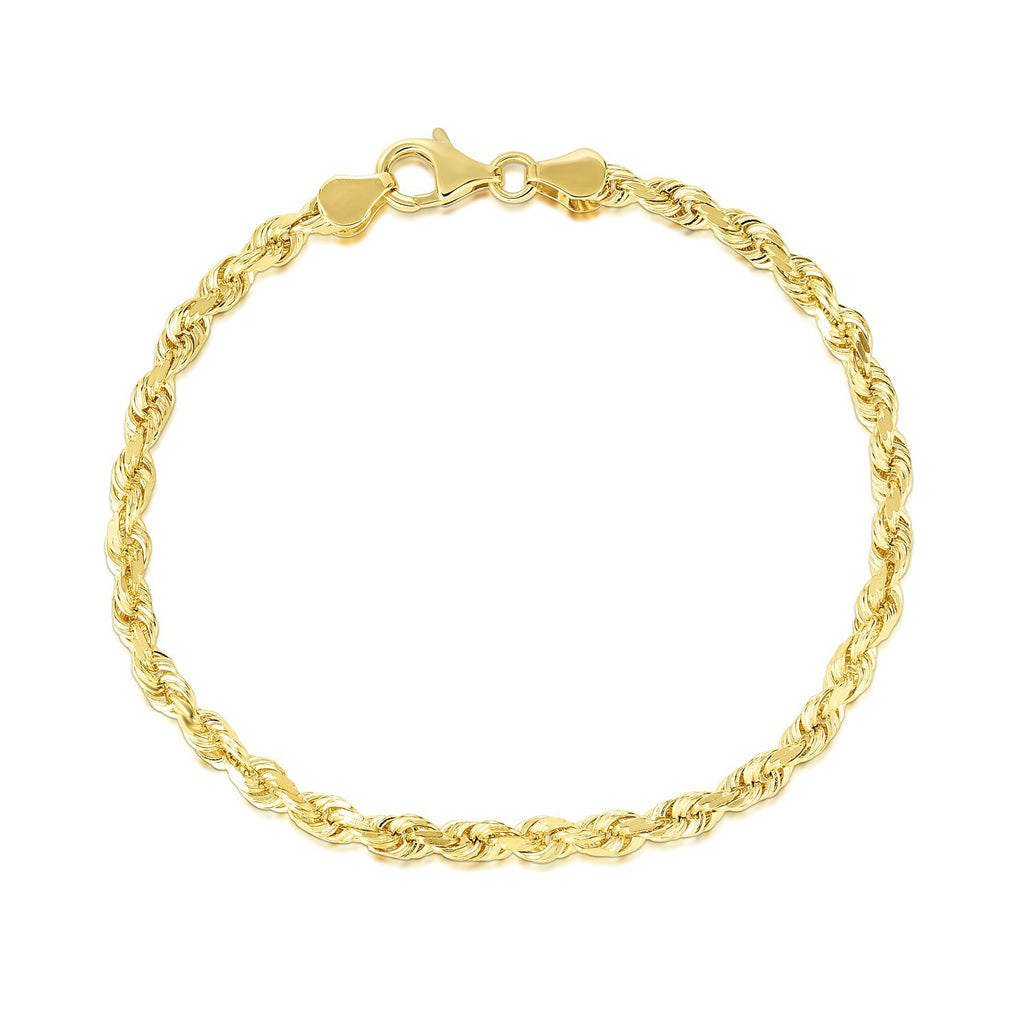 14K Yellow Gold Solid Diamond Cut Rope Bracelet (5.00 mm)