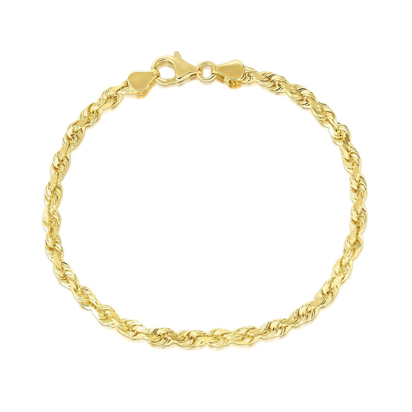 14K Yellow Gold Solid Diamond Cut Rope Bracelet (5.00 mm)