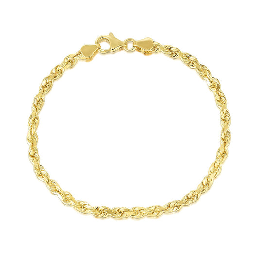 14K Yellow Gold Solid Diamond Cut Rope Bracelet (5.00 mm)