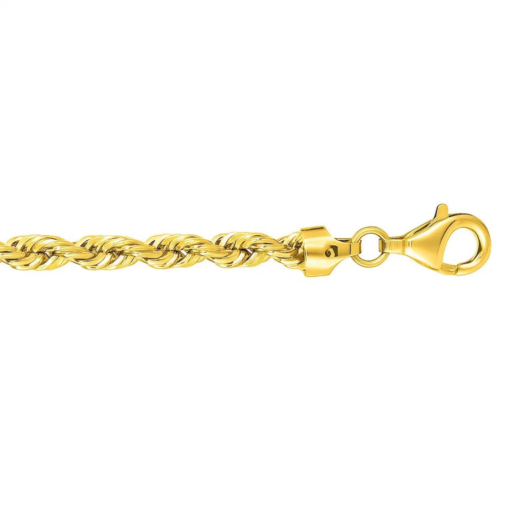 14K Yellow Gold Solid Diamond Cut Rope Bracelet (5.00 mm)