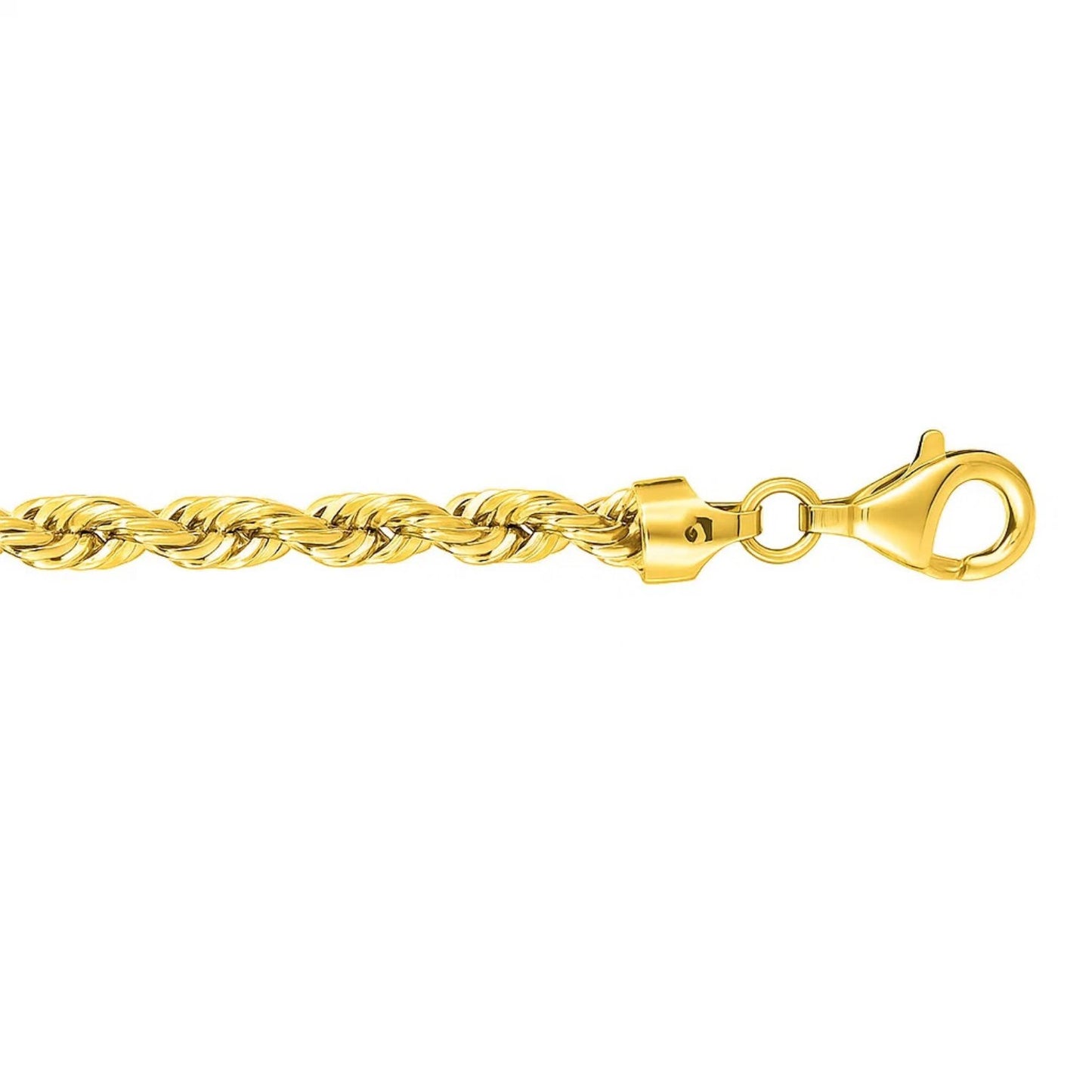 14K Yellow Gold Solid Diamond Cut Rope Bracelet (5.00 mm)