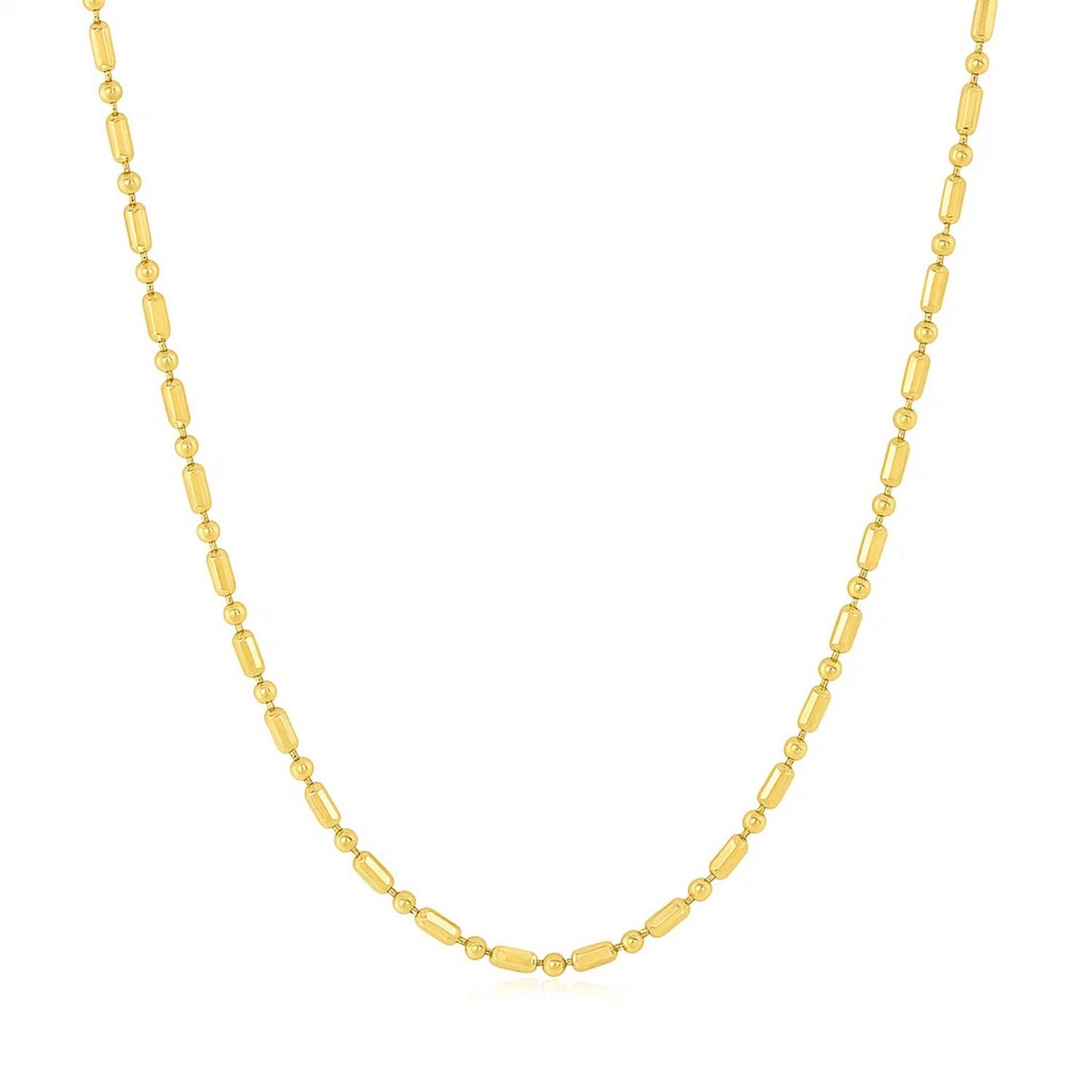 14k Yellow Gold Diamond-Cut Alternating Bead Chain (1.30 mm)