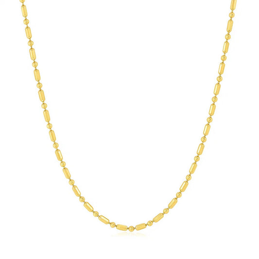 14k Yellow Gold Diamond-Cut Alternating Bead Chain (1.30 mm)