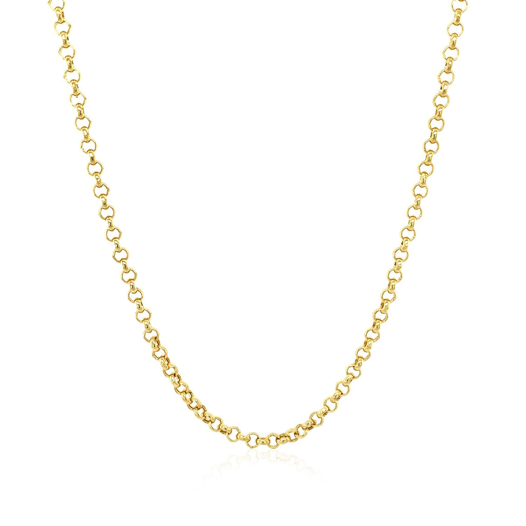 14K Yellow Gold Rolo Chain – 2.50mm, Solid Gold