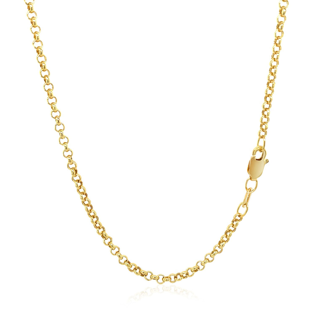14K Yellow Gold Rolo Chain – 2.50mm, Solid Gold