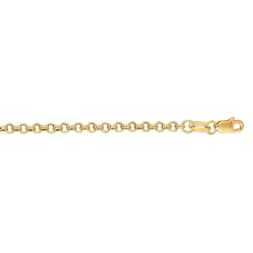 14K Yellow Gold Rolo Chain – 2.50mm, Solid Gold