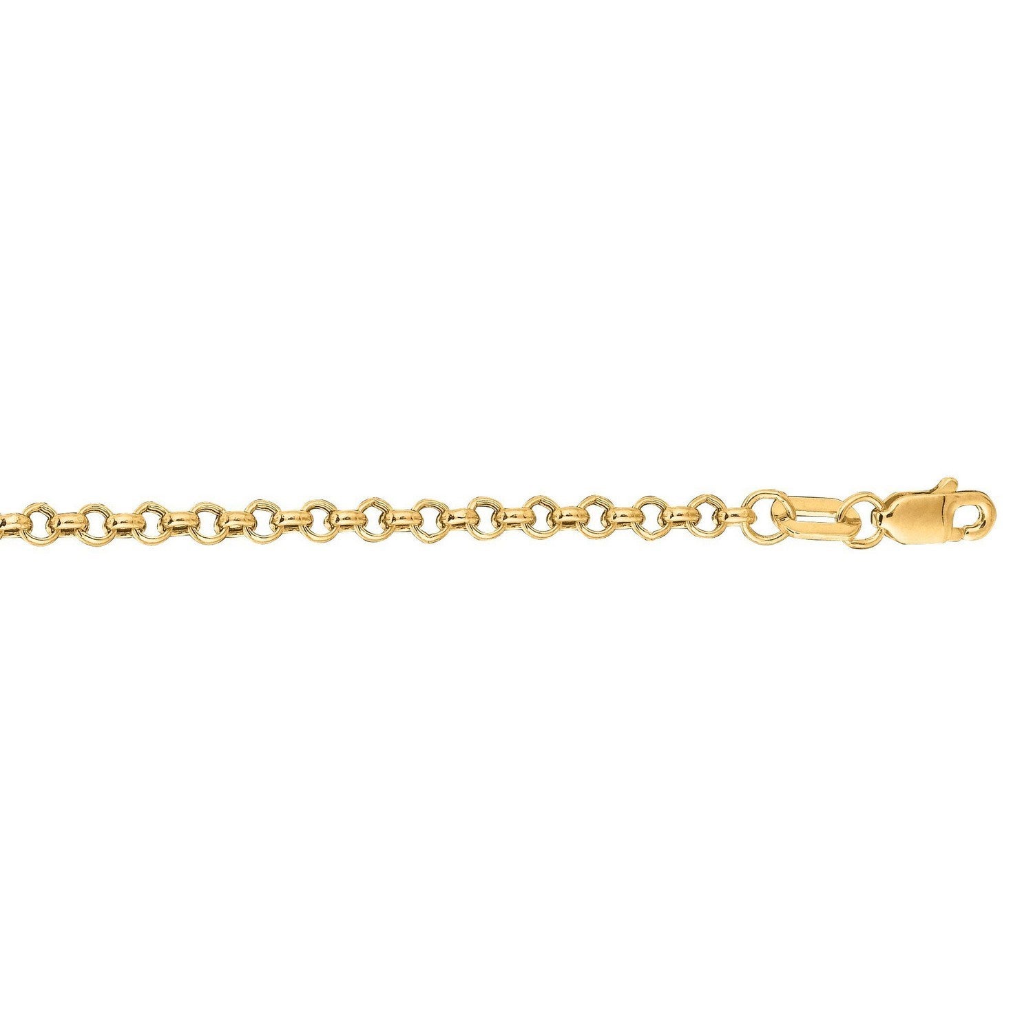 14K Yellow Gold Rolo Chain – 2.50mm, Solid Gold