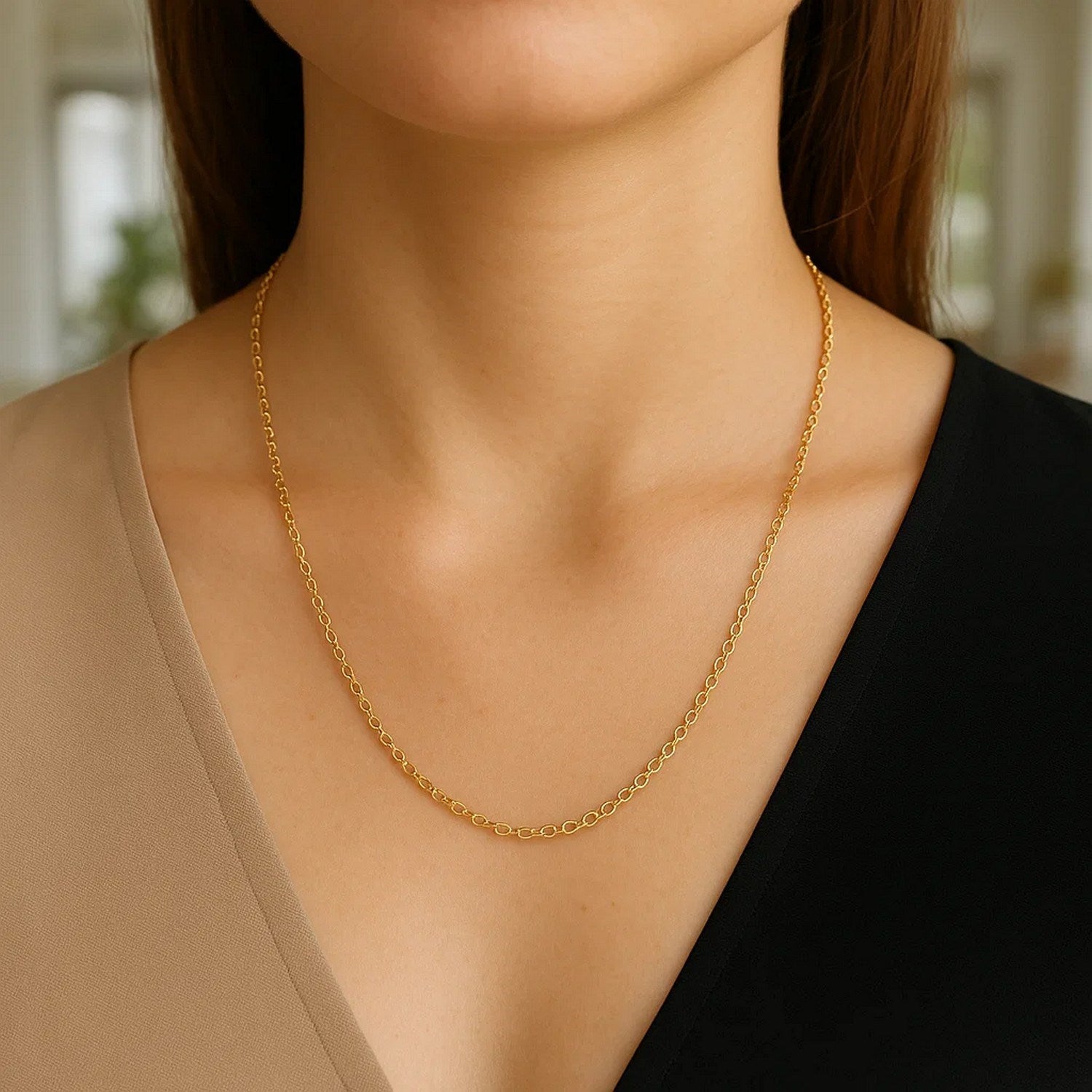 14K Yellow Gold Rolo Chain – 2.50mm, Solid Gold