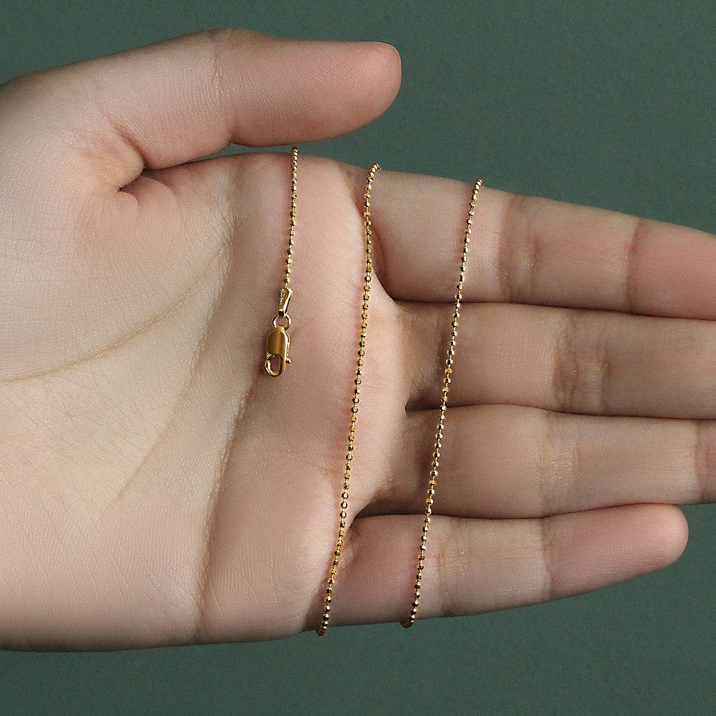 14k Yellow Gold Diamond-Cut Bead Chain (1.10 mm)