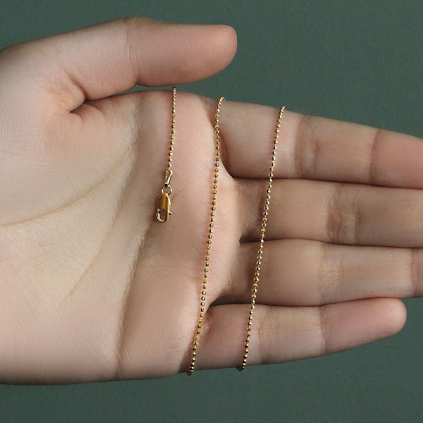 14k Yellow Gold Diamond-Cut Bead Chain (1.10 mm)