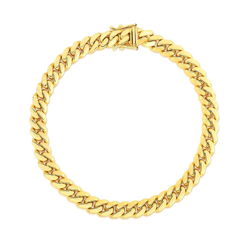 10K Yellow Gold Classic Miami Cuban Solid Bracelet (7.10mm) – True Pure Gold