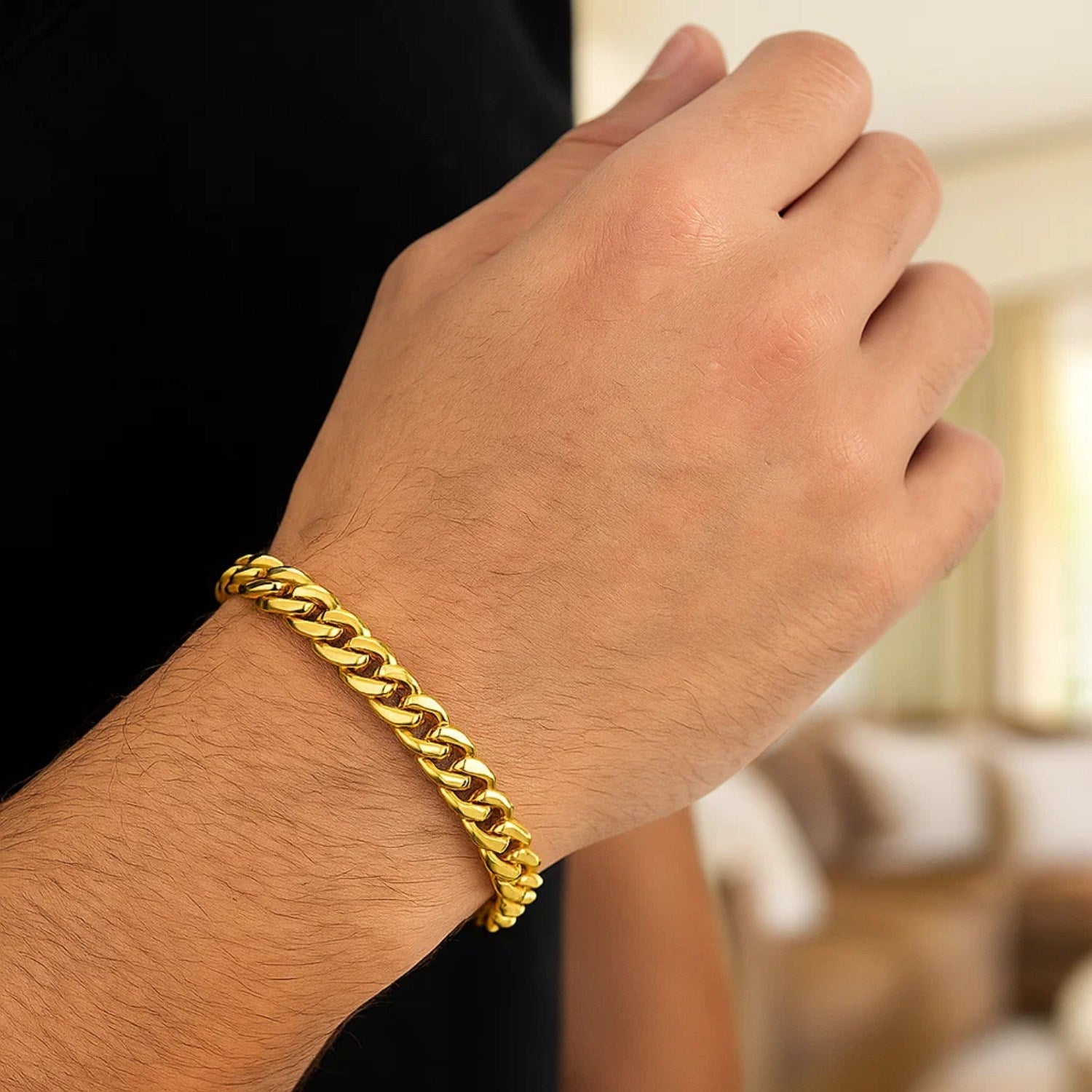 10K Yellow Gold Classic Miami Cuban Solid Bracelet (7.10mm) – True Pure Gold