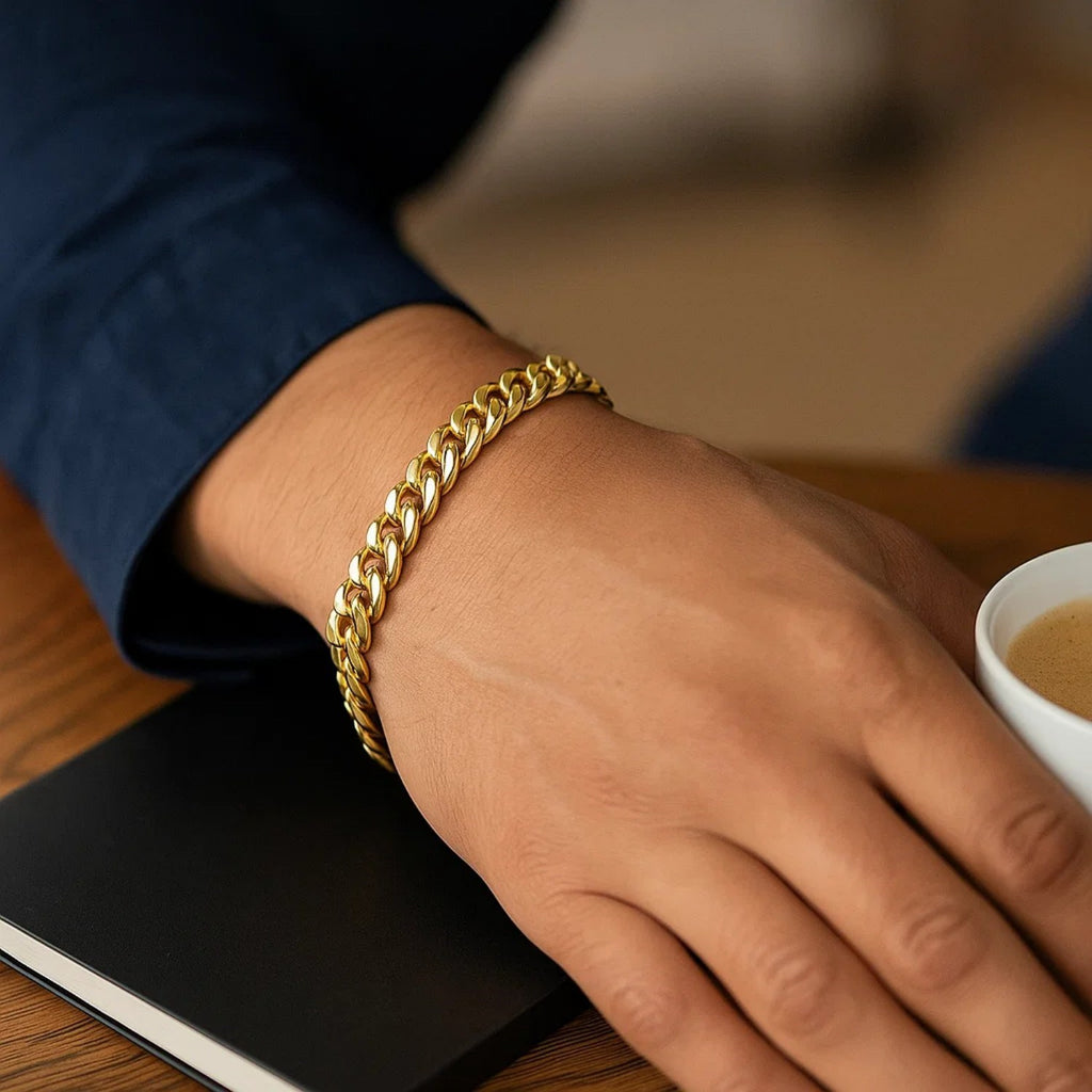 10K Yellow Gold Classic Miami Cuban Solid Bracelet (7.10mm) – True Pure Gold