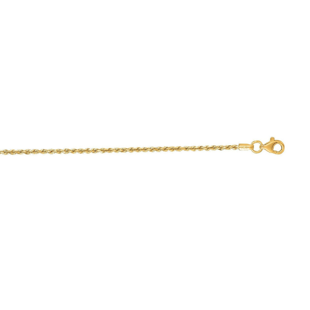 14K Yellow Gold Diamond Cut Rope Anklet (1.50 mm)