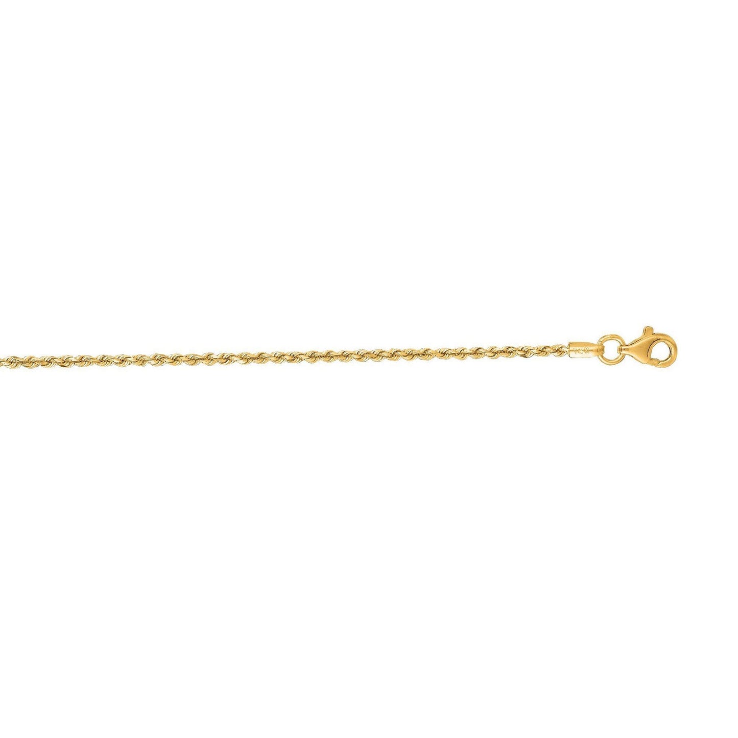 14K Yellow Gold Diamond Cut Rope Anklet (1.50 mm)