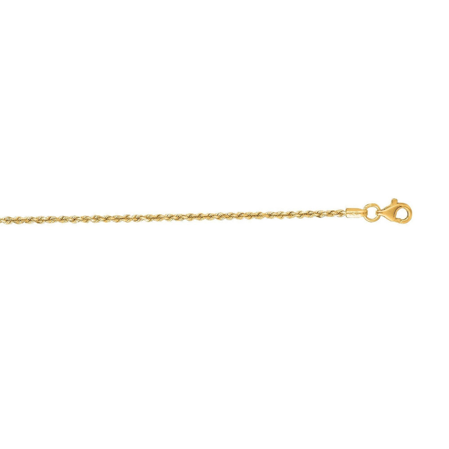 14K Yellow Gold Diamond Cut Rope Anklet (1.50 mm)
