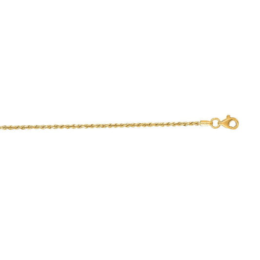 14K Yellow Gold Diamond Cut Rope Anklet (1.50 mm)
