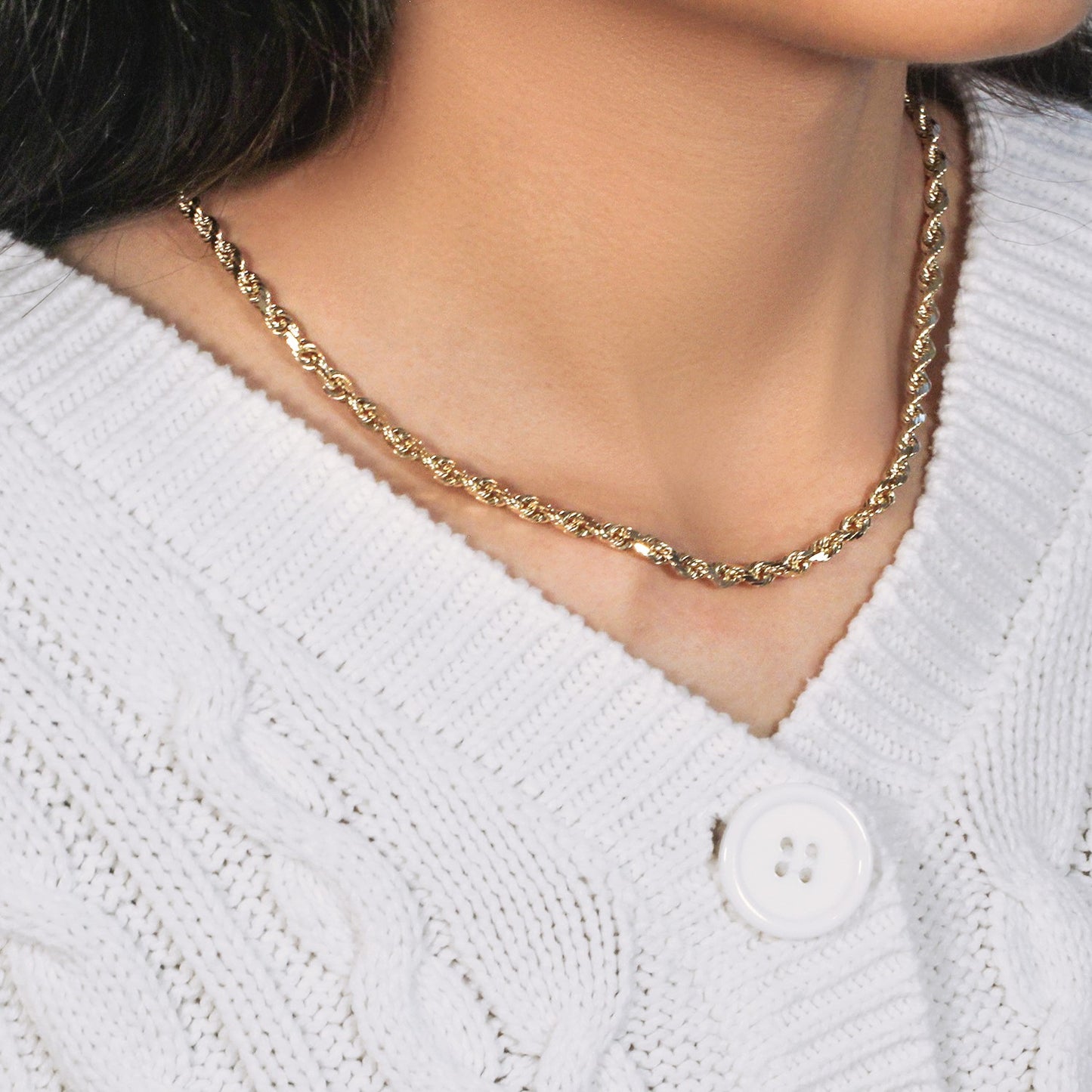 10K Yellow Gold Solid Diamond Cut Rope Chain Necklace (5.00 mm)