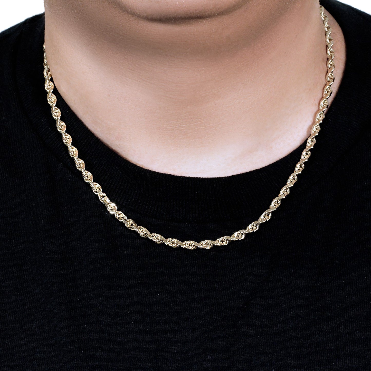 10K Yellow Gold Solid Diamond Cut Rope Chain Necklace (5.00 mm)
