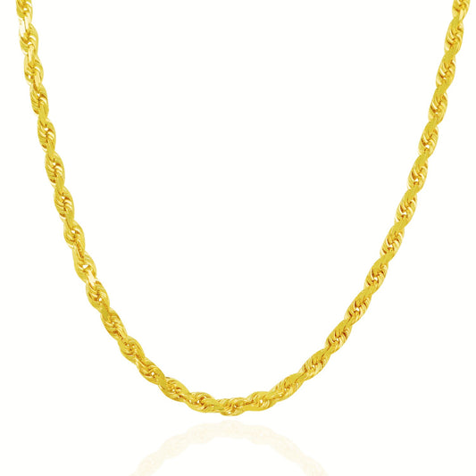 10K Yellow Gold Solid Diamond Cut Rope Chain Necklace (5.00 mm)