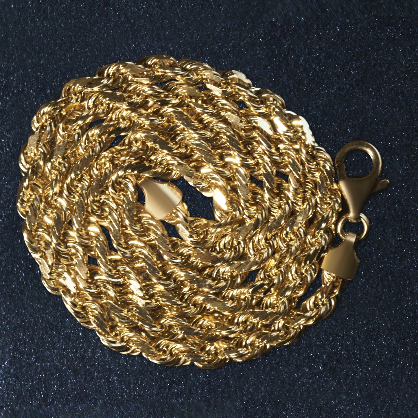 10K Yellow Gold Solid Diamond Cut Rope Chain Necklace (5.00 mm)