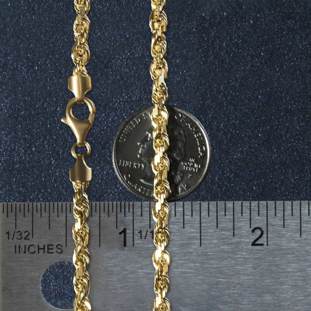 10K Yellow Gold Solid Diamond Cut Rope Chain Necklace (5.00 mm)