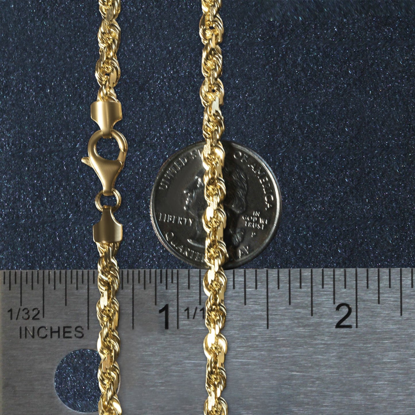 10K Yellow Gold Solid Diamond Cut Rope Chain Necklace (5.00 mm)