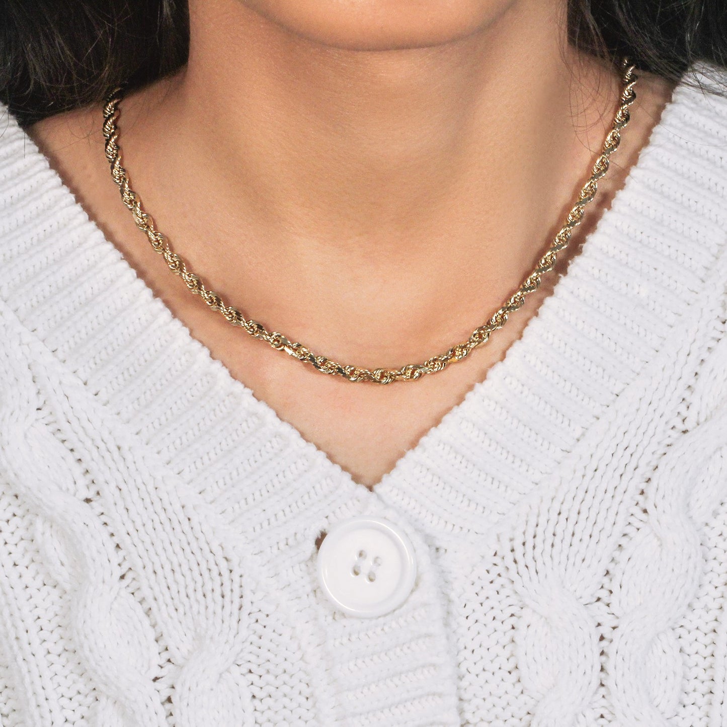 10K Yellow Gold Solid Diamond Cut Rope Chain Necklace (5.00 mm)