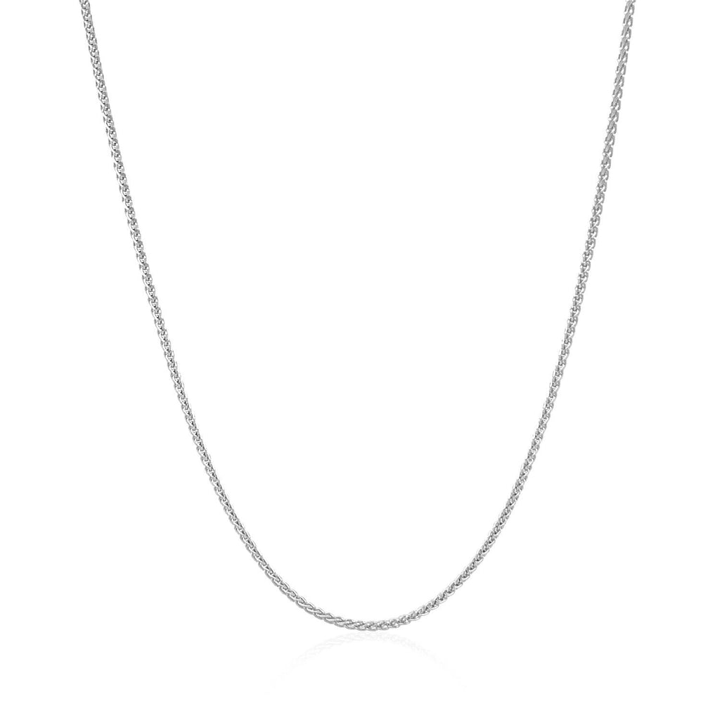 14K White Gold Round Wheat Chain – 1.00mm, Solid Gold