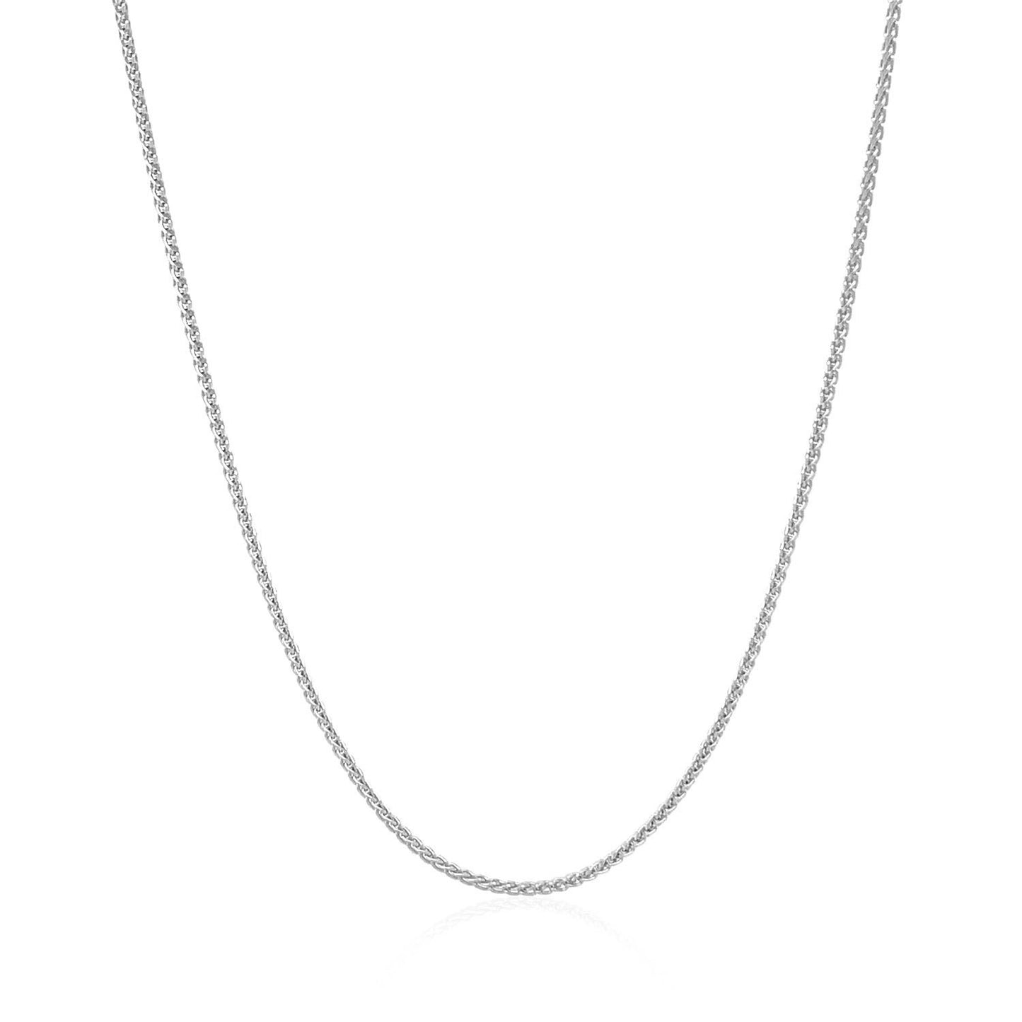 14K White Gold Round Wheat Chain Necklace (1.00 mm)