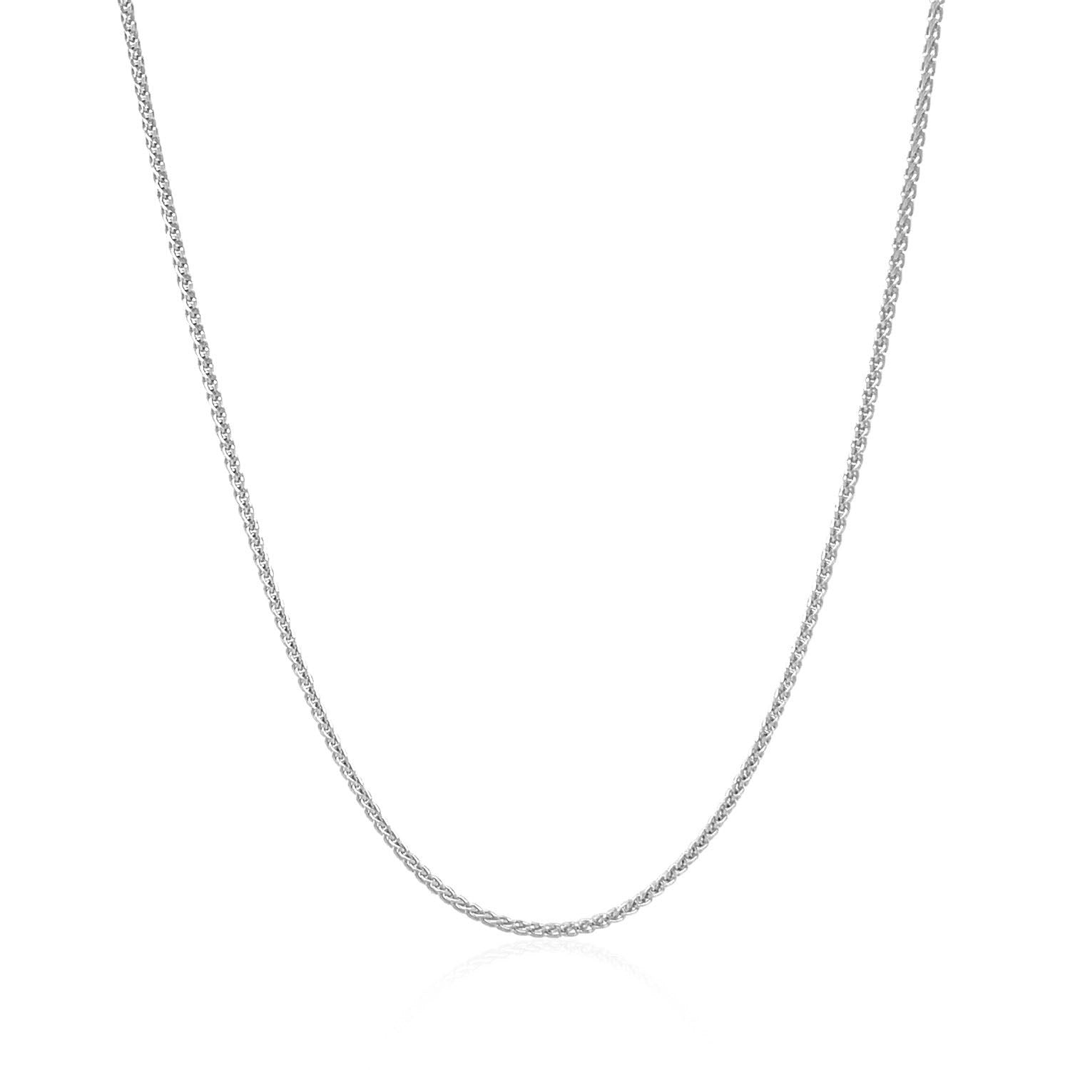 14K White Gold Round Wheat Chain – 1.00mm, Solid Gold