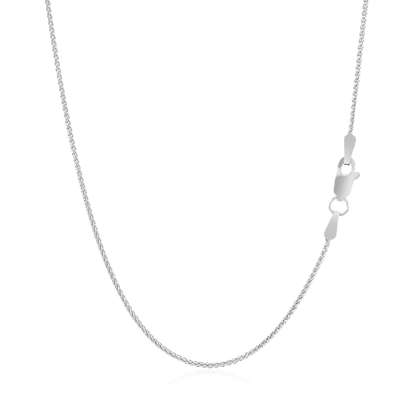14K White Gold Round Wheat Chain Necklace (1.00 mm)