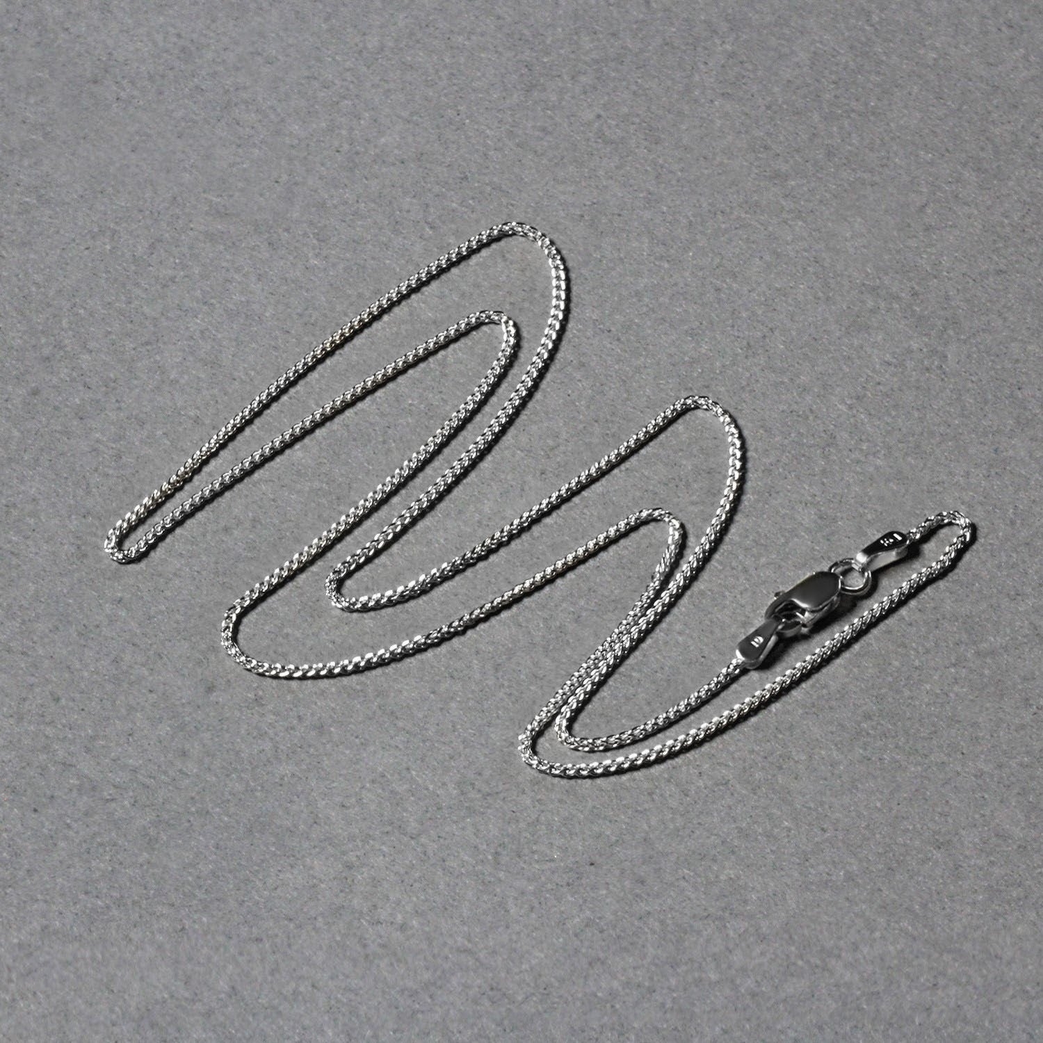 14K White Gold Round Wheat Chain – 1.00mm, Solid Gold