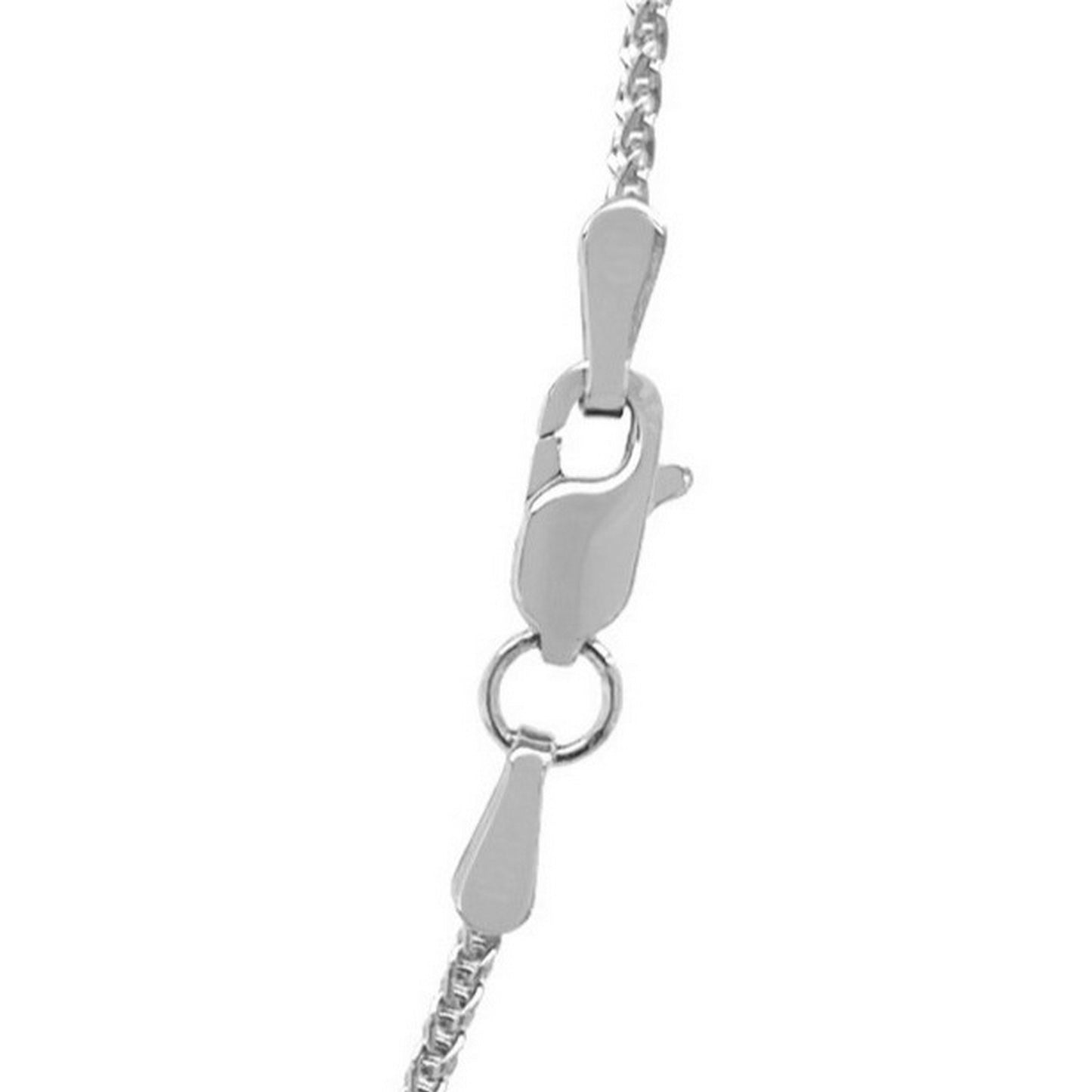 14K White Gold Round Wheat Chain Necklace (1.00 mm)